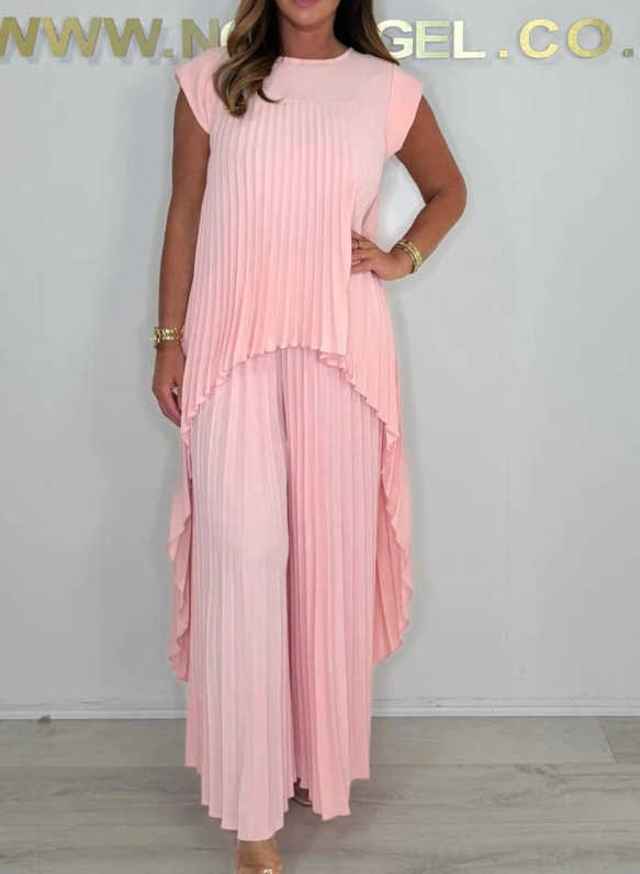 Sherry™ Pleated Midi Top & Wide-Leg Pants Set
