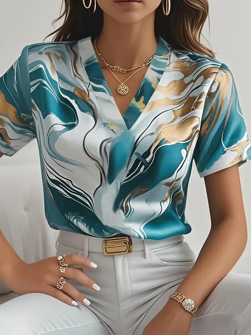 Mildred™ Marble Print Short Sleeve Shirt