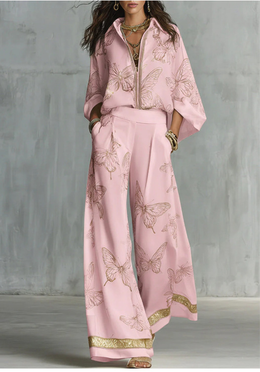 Prudence™ Gilded Butterfly Print Wide-Leg Two-Piece Set